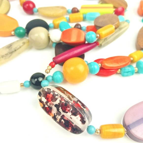 Jewelry - BOHO 3 Strand Wood Acrylic Bead Necklace